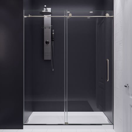 Anzzi Leon 60" by 76" Frameless Sliding Shower Door in Brushed Nickel SD-AZ8077-02BN